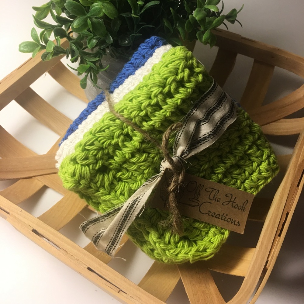 Handmade Cotton Crocheted Dish Cloth Bundle